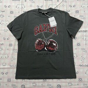 Cherry Cartoon Print Short-Sleeved T-Shirt Ganni